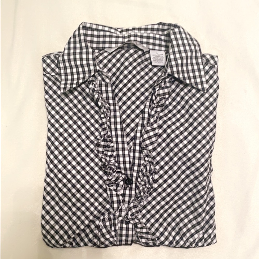 3 for $21 button down blouse by signature by larry levine. size: L - Picture 1 of 3
